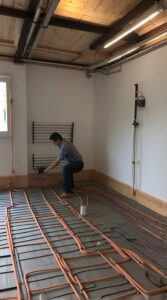 Upgraded heating solution with retrofit underfloor heating installation