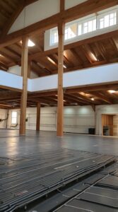 Commercial building underfloor heating installation for energy savings