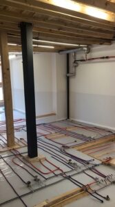 Modern bathroom underfloor heating with adjustable thermostat