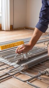 Bathroom underfloor heating system designed for small spaces